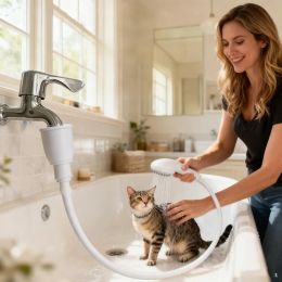 Portable Handheld Faucet Sprayer, Easy To Install Faucet Adapter, Shower Head For Shampooing And Pet Bathing, Durable ABS Material, Ideal For Hom (Option: White)